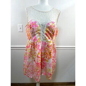 Lilly Pulitzer Raegan Fit & Flare Dress Floral Happiness Is Preppy Size 16